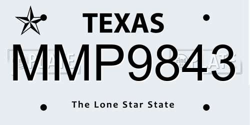 MMP9843 Texas License Plate