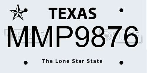 MMP9876 Texas License Plate