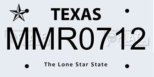 MMR0712 Texas License Plate
