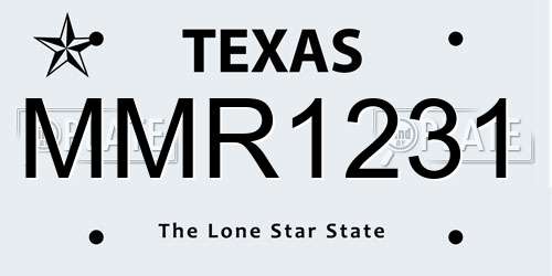 MMR1231 Texas License Plate