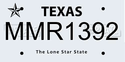 MMR1392 Texas License Plate