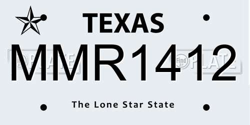 MMR1412 Texas License Plate