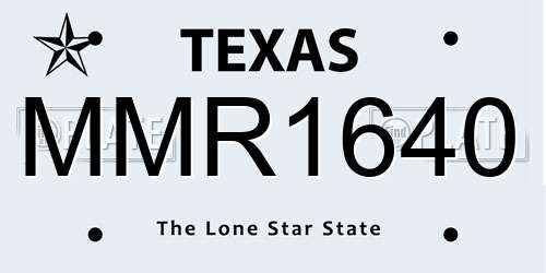 MMR1640 Texas License Plate