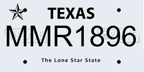 MMR1896 Texas License Plate