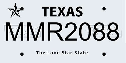 MMR2088 Texas License Plate