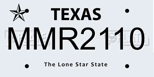 MMR2110 Texas License Plate