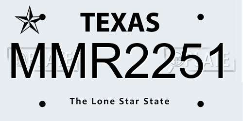 MMR2251 Texas License Plate