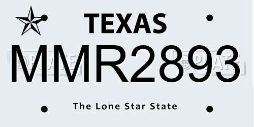 MMR2893 Texas License Plate