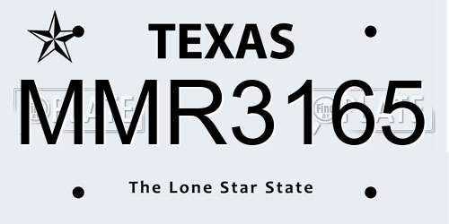 MMR3165 Texas License Plate