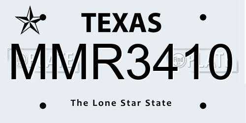 MMR3410 Texas License Plate