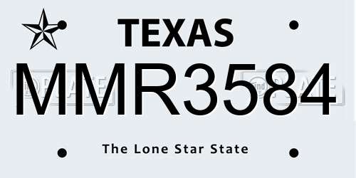 MMR3584 Texas License Plate