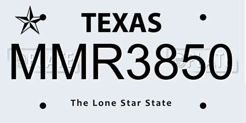 MMR3850 Texas License Plate