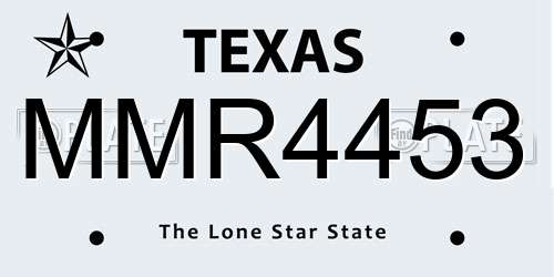 MMR4453 Texas License Plate