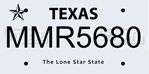 MMR5680 Texas License Plate