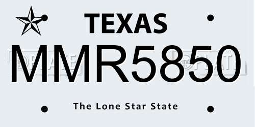 MMR5850 Texas License Plate