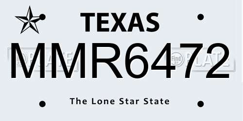 MMR6472 Texas License Plate