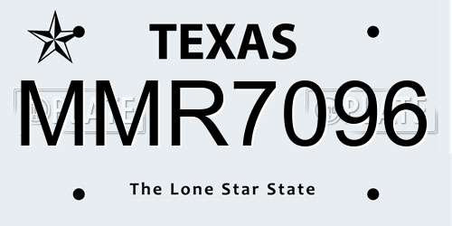 MMR7096 Texas License Plate