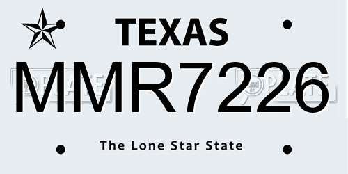 MMR7226 Texas License Plate