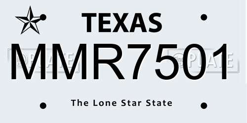 MMR7501 Texas License Plate