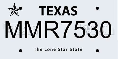 MMR7530 Texas License Plate
