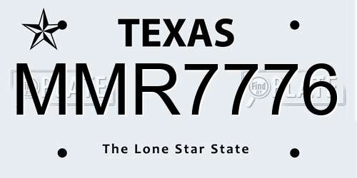 MMR7776 Texas License Plate