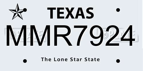 MMR7924 Texas License Plate