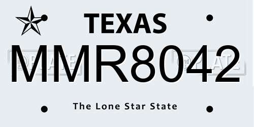 MMR8042 Texas License Plate