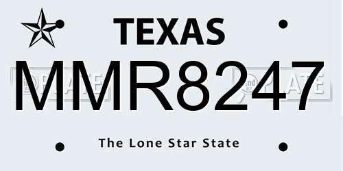 MMR8247 Texas License Plate