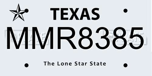 MMR8385 Texas License Plate