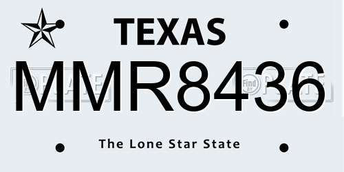 MMR8436 Texas License Plate