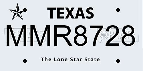 MMR8728 Texas License Plate