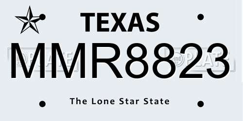MMR8823 Texas License Plate
