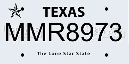 MMR8973 Texas License Plate