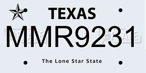MMR9231 Texas License Plate