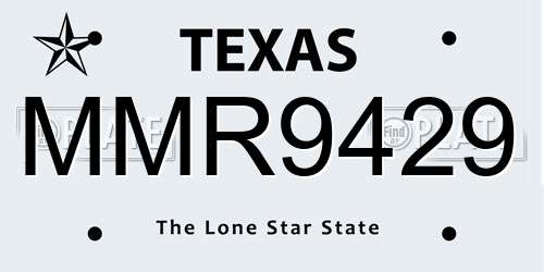 MMR9429 Texas License Plate