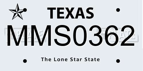 MMS0362 Texas License Plate