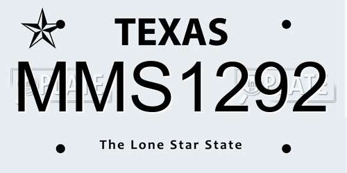 MMS1292 Texas License Plate