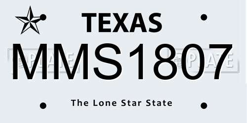 MMS1807 Texas License Plate