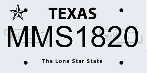 MMS1820 Texas License Plate