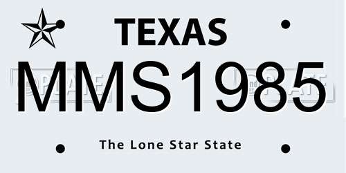 MMS1985 Texas License Plate