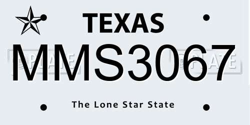 MMS3067 Texas License Plate