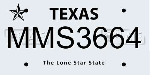 MMS3664 Texas License Plate