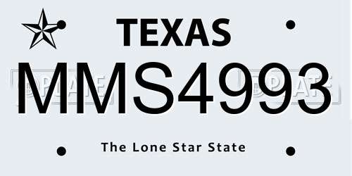 MMS4993 Texas License Plate