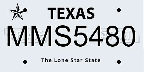 MMS5480 Texas License Plate