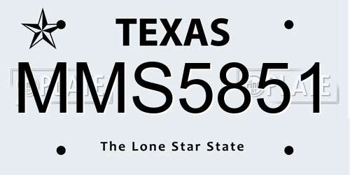 MMS5851 Texas License Plate