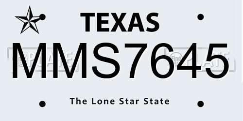 MMS7645 Texas License Plate