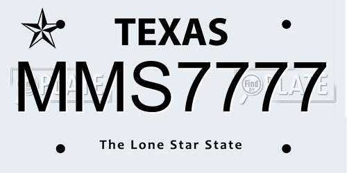 MMS7777 Texas License Plate