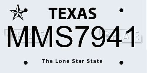 MMS7941 Texas License Plate