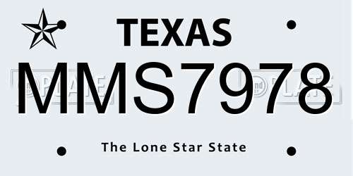MMS7978 Texas License Plate