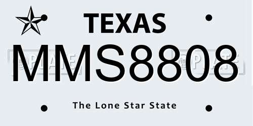 MMS8808 Texas License Plate